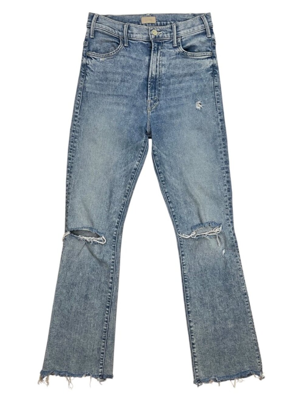 MOTHER The Hustler Ankle Chew Jean 27 Drinking By The Pool Distressed Flare Leg